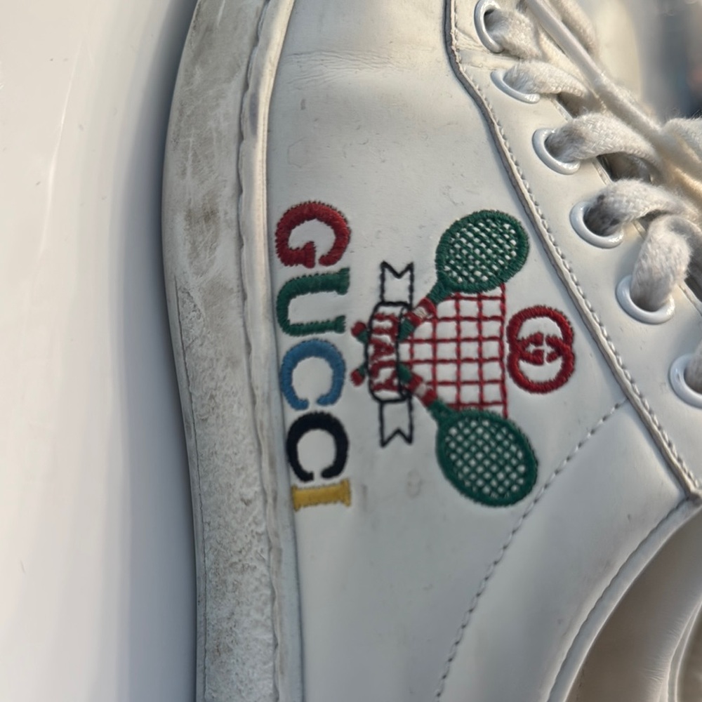 Gucci White and Blue Tennis Sneakers - Picture 3 of 4